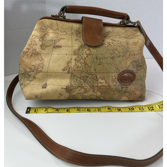 The Columbus Collection By Bagoda Vtg Map Print Travel Luggage Satchel Gladstone - Picture 12 of 16